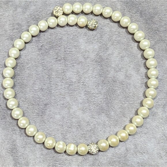 Elegant Glam Faux Pearl And Rhinestone Coil Necklace - Picture 6 of 6